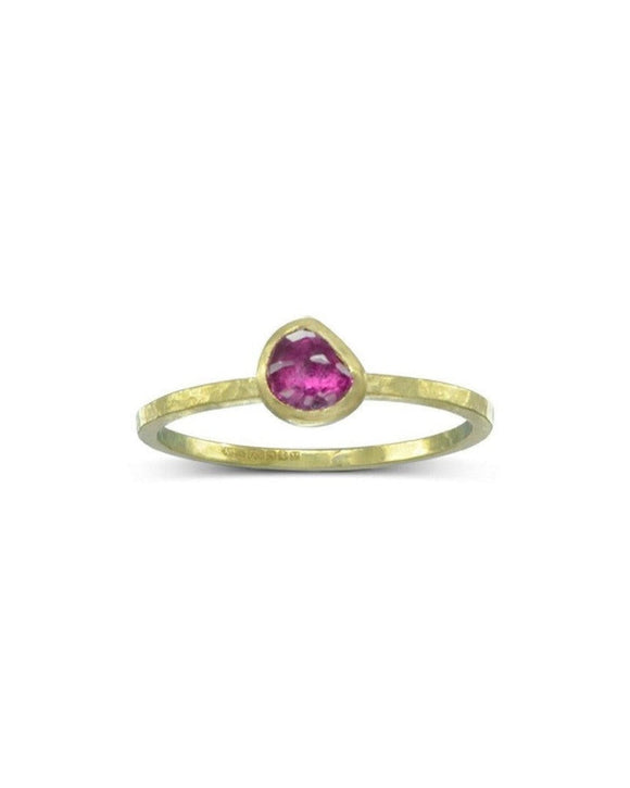 Rough Cut Ruby Stacking Ring Ring Pruden and Smith 18ct Yellow Gold