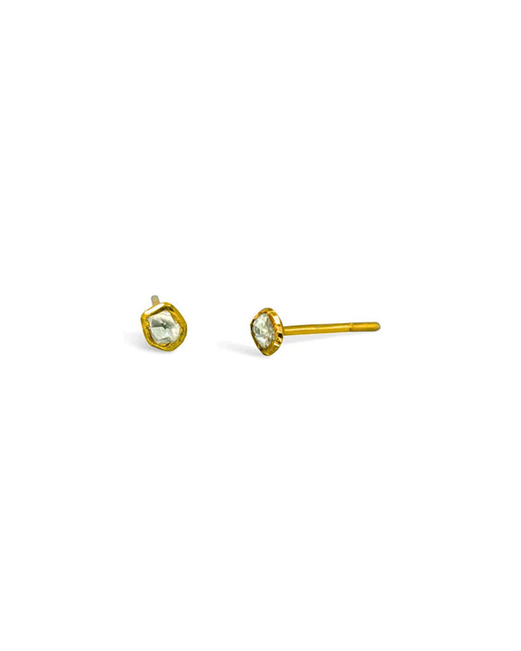 Rough Diamond 18ct Gold Stud Earrings Earrings Pruden and Smith
