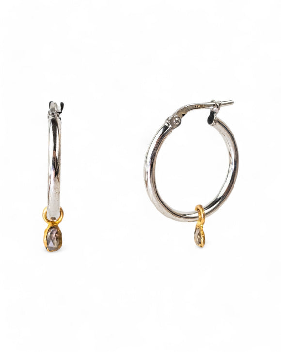 Rough Diamond Hoop Earrings Earrings Pruden and Smith