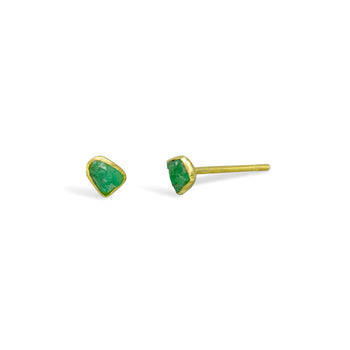 Rough Emerald Stud Earrings (Small) Earring Pruden and Smith   