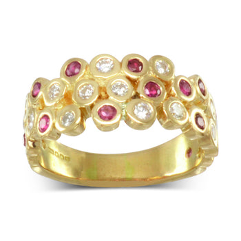 Water Bubbles Ruby and Diamond Yellow Gold Eternity Ring Ring Pruden and Smith   