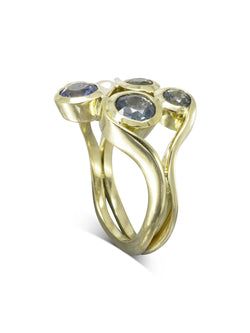 Water Bubbles Organic Sapphire and Aquamarine Ring Ring Pruden and Smith   