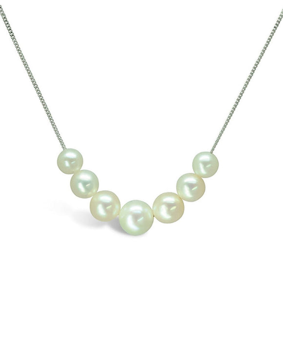 Seven Pearl 9ct White Gold Necklace Necklace Pruden and Smith