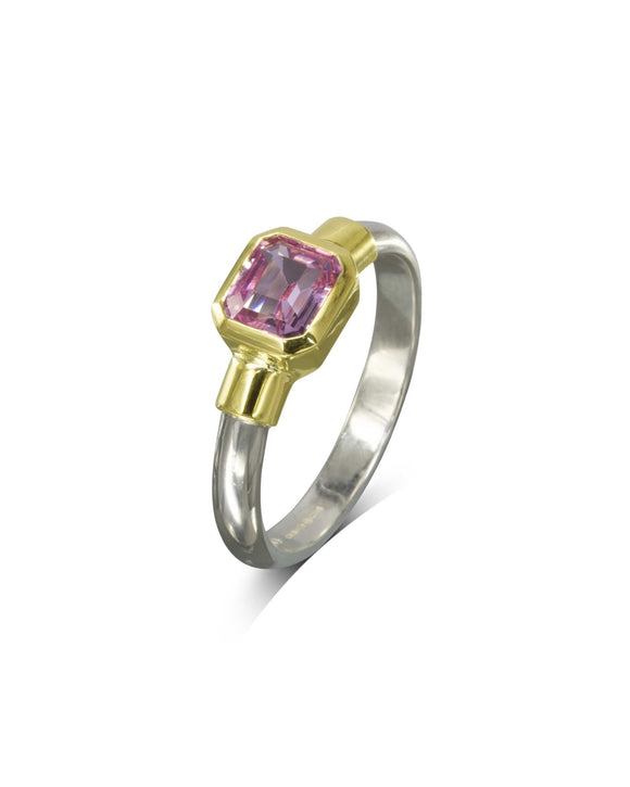 Shoulder Mixed Metal Pink Sapphire Ring Ring Pruden and Smith