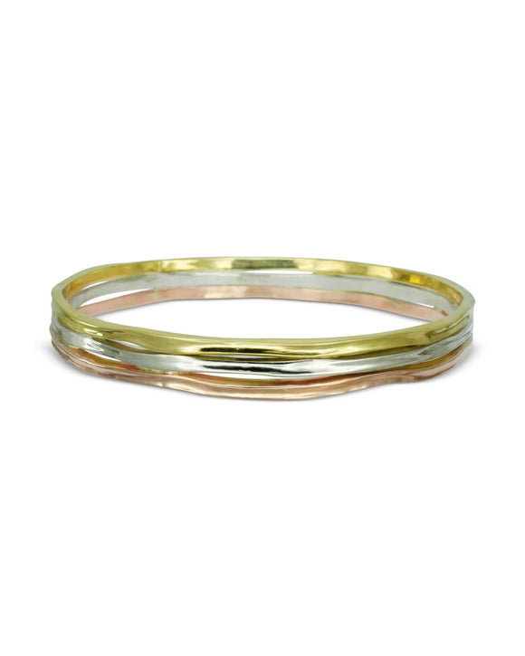 Side Hammered Mixed Metal Bangle Bangle Pruden and Smith