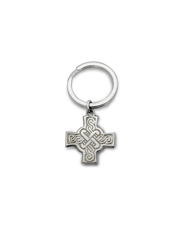 Silver Celtic Cross Keyring designed by Dunstan Pruden Keyring Pruden and Smith