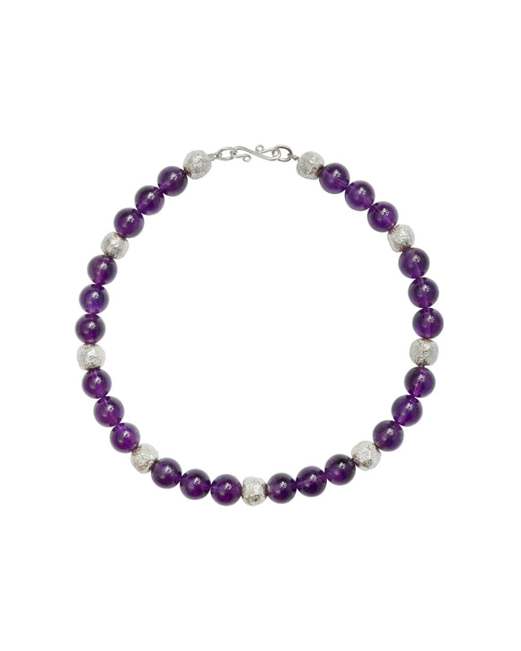 Silver Nugget and Amethyst Necklace Necklace Pruden and Smith