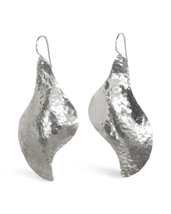 Hammered Giant Teardrop Drop Earrings Silver Pruden and Smith