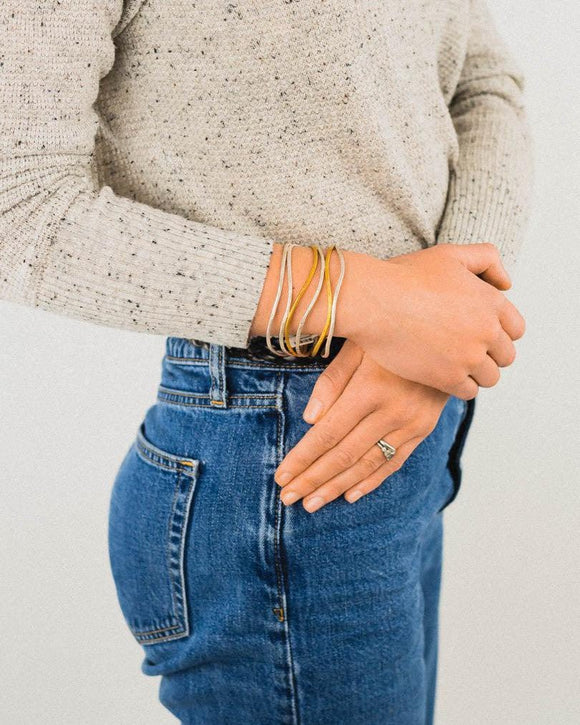 Six Strand Gold and Silver Cuff Bangle Bangle Pruden and Smith