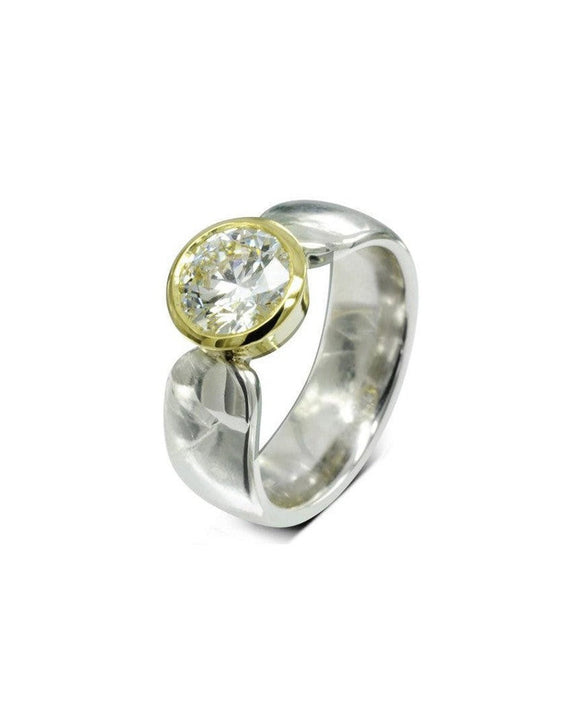 Solitaire Diamond Two Tone Engagement Ring Ring Pruden and Smith