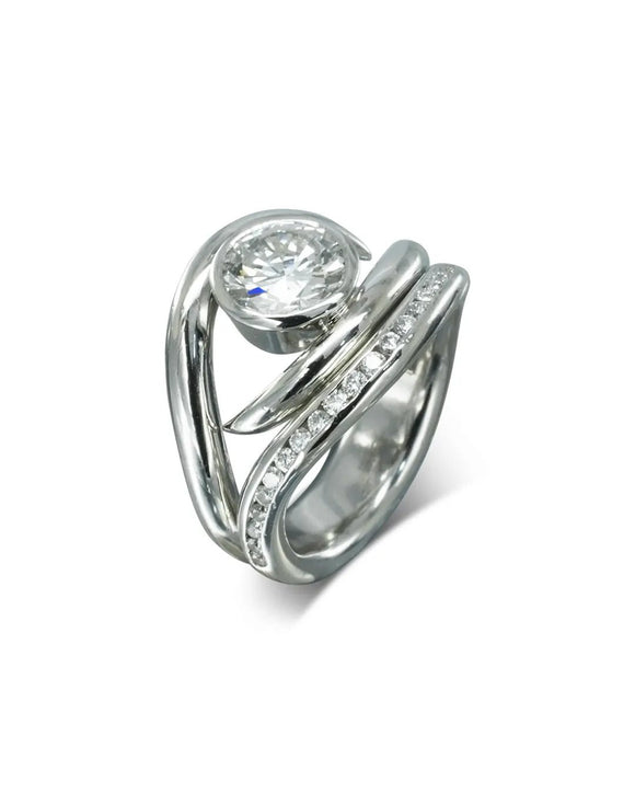 Spiky Engagement and Diamond Shaped Wedding Band Set Ring Pruden and Smith