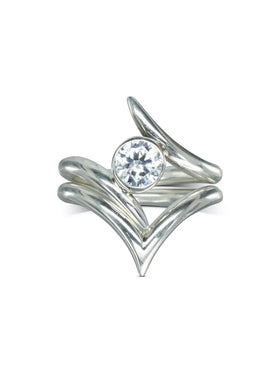 Spiky Engagement and Wishbone Wedding Ring Set Ring Pruden and Smith   