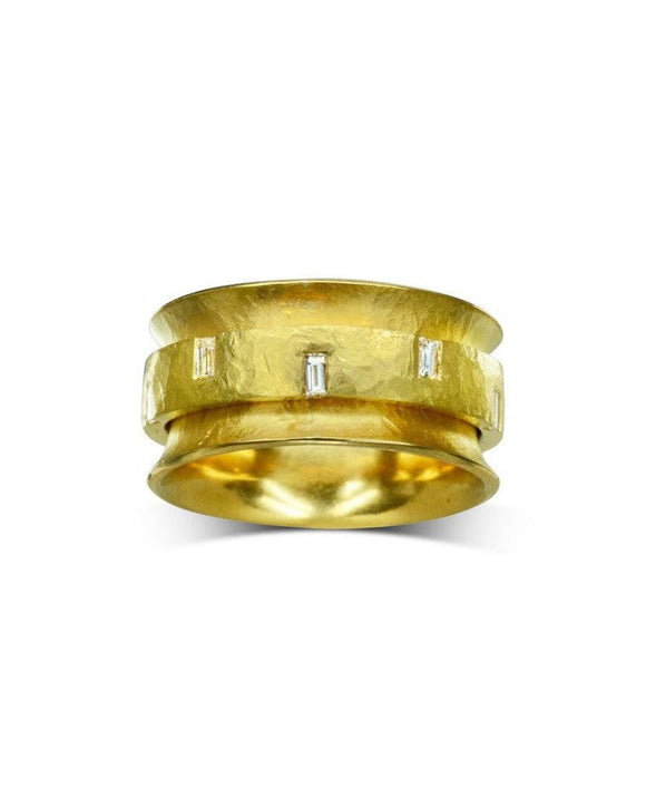 Spinning Yellow Gold Baguette Cut Diamond Eternity Ring Ring Pruden and Smith Default Title