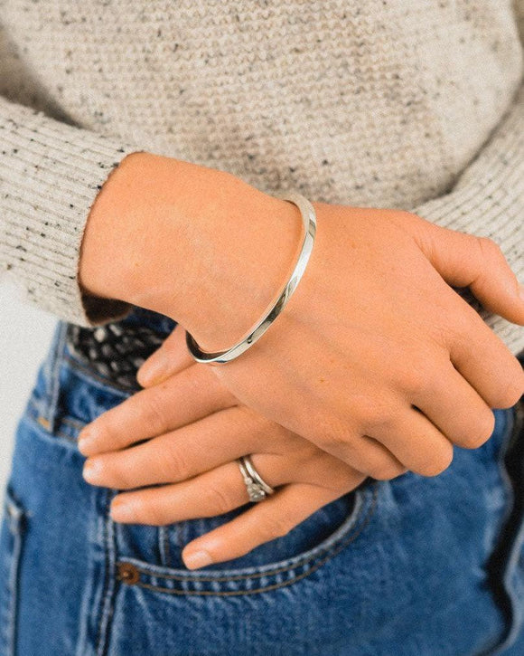 Square Section Solid Silver Bangle (4mm Polished) Bangle Pruden and Smith