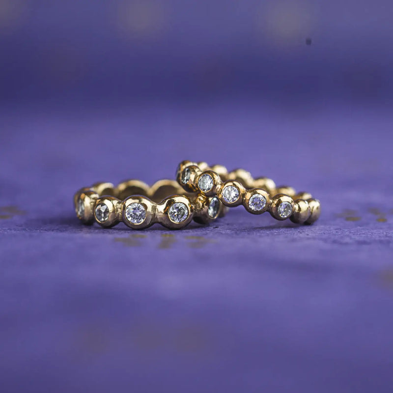 Two gold and diamond nugget rings