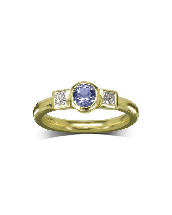 Unique Sapphire Princess Cut Diamond Ring Pruden and Smith