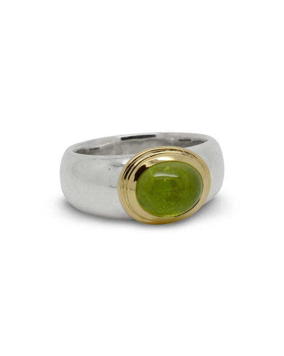 Taper Silver and Gold Peridot Ring Ring Pruden and Smith