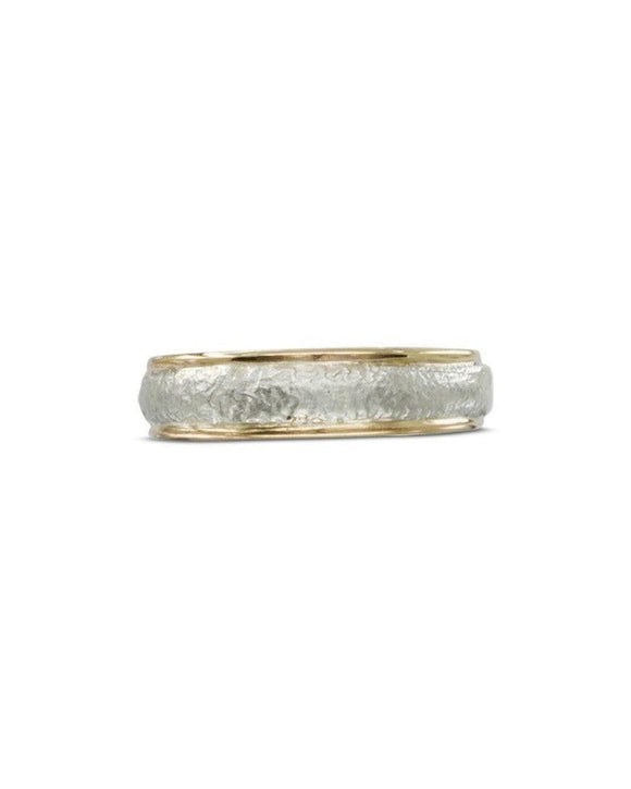 Textured Two Colour Wedding Band Ring Pruden and Smith