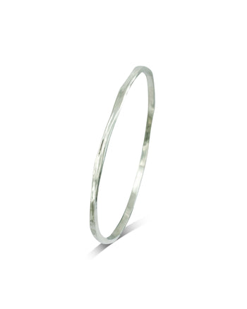 Side Hammered 9ct Solid Gold Bangle (3mm) Bangle Pruden and Smith   
