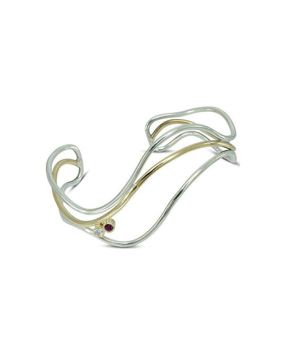 Three Strand Two Colour 9ct Solid Gold Bangle Bangle Pruden and Smith