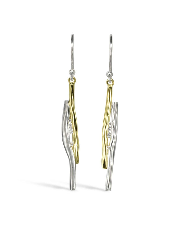 Trap Gold and Silver Diamond Drop Earrings Earrings Pruden and Smith