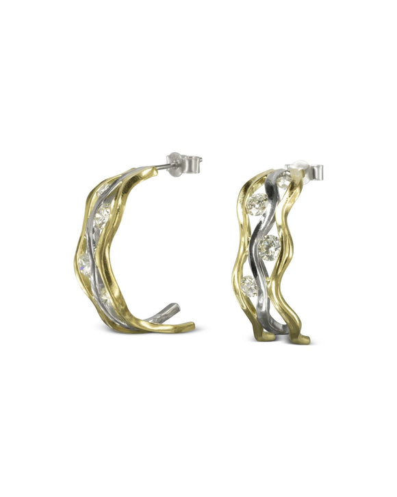 Trap Gold Diamond Hoop Earrings Earrings Pruden and Smith