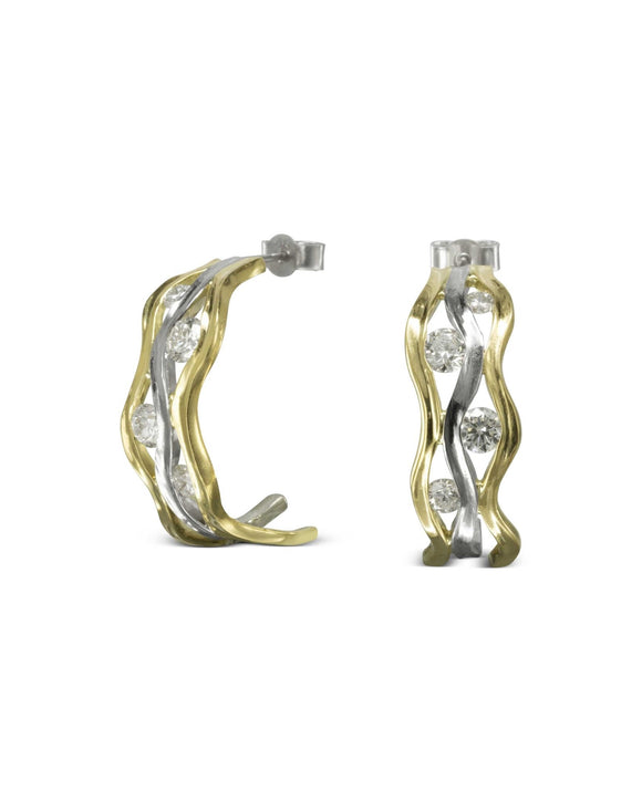 Trap Gold Diamond Hoop Earrings Earrings Pruden and Smith