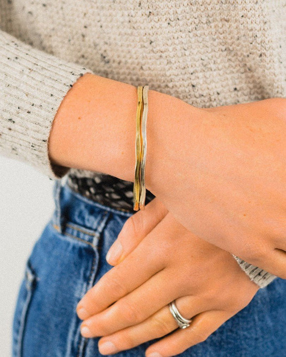 Trap Mixed Gold Large Diamond Bangle Bangle Pruden and Smith