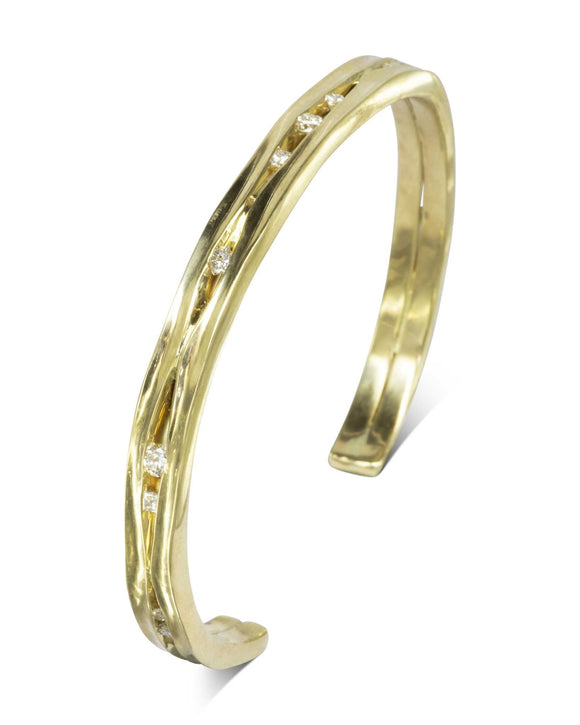 Trap Solid Gold Diamond Bangle Bangle Pruden and Smith