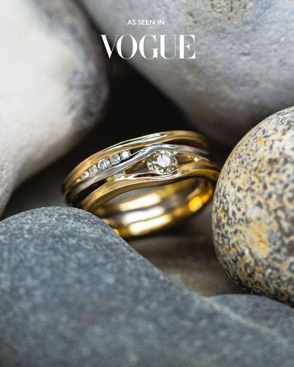 Trap Three Band Diamond Ring Satin Finish Ring Pruden and Smith