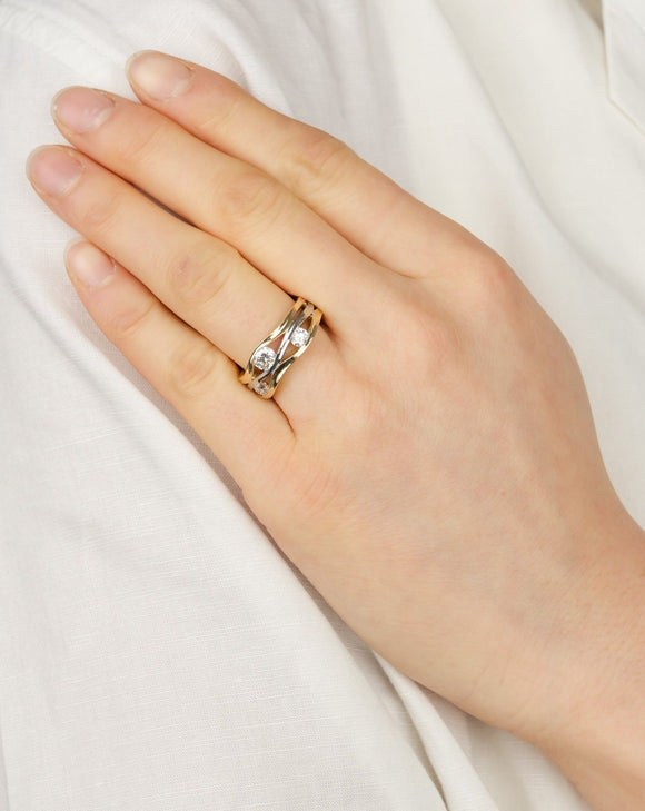 Trap Two Colour Three Diamond Ring Ring Pruden and Smith