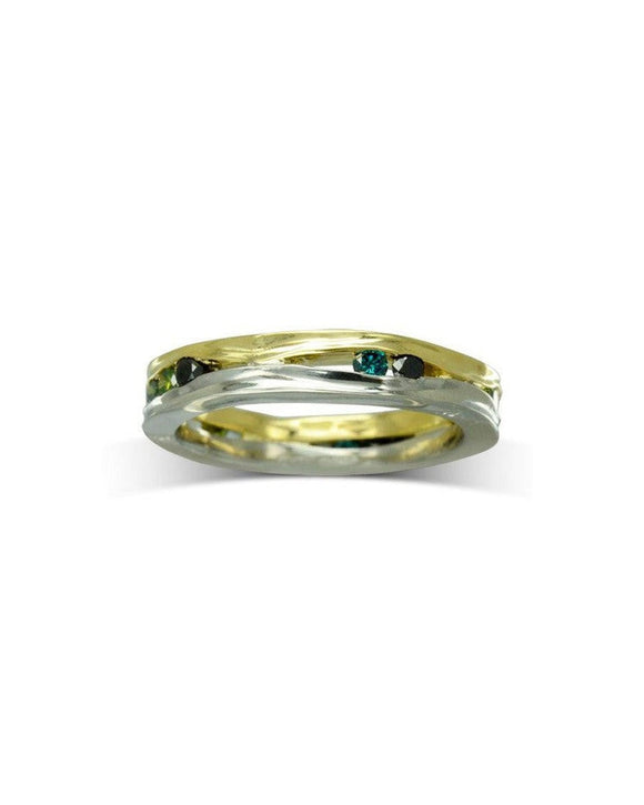 Trap Two Tone Green Diamond Ring Ring Pruden and Smith