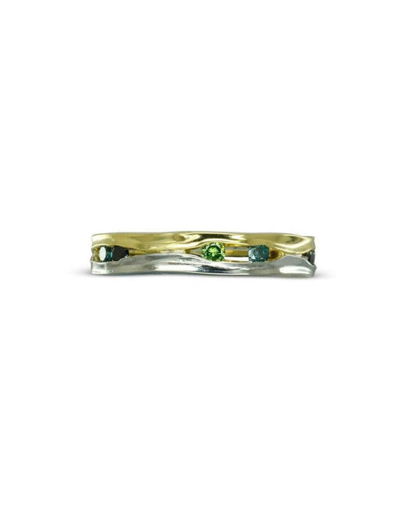 Trap Two Tone Green Diamond Ring Ring Pruden and Smith
