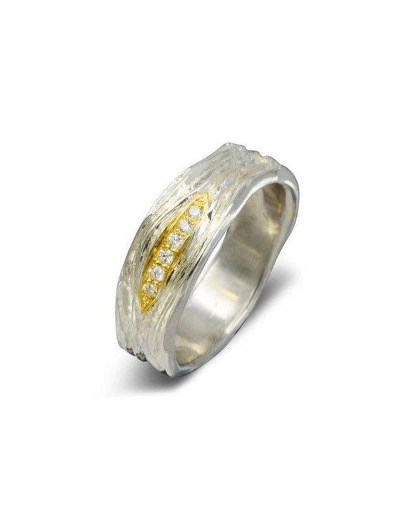 Trap Wide Carved Two Colour Diamond Ring Ring Pruden and Smith