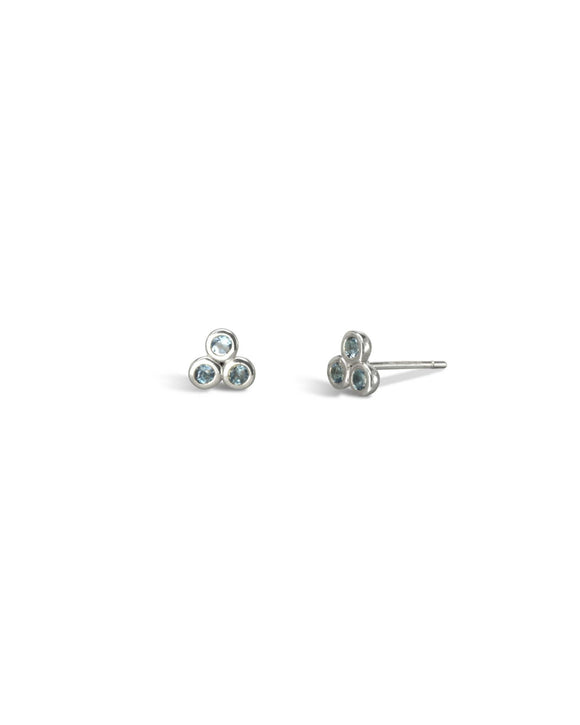 Trefoil 9ct Gold Gemstone Stud Earrings Earrings Pruden and Smith 9ct White Gold Aquamarine