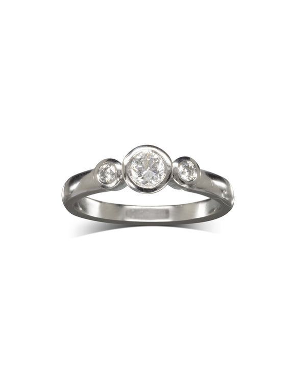 Diamond Trilogy Engagement Ring (Dainty) Pruden and Smith