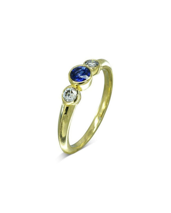 Trilogy Sapphire Gold Engagement Ring Ring Pruden and Smith