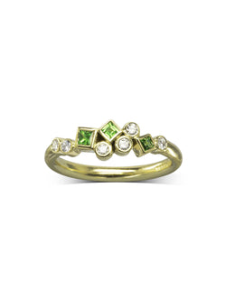 Water Bubbles Rocky Emerald Diamond Half Eternity Ring Ring Pruden and Smith   