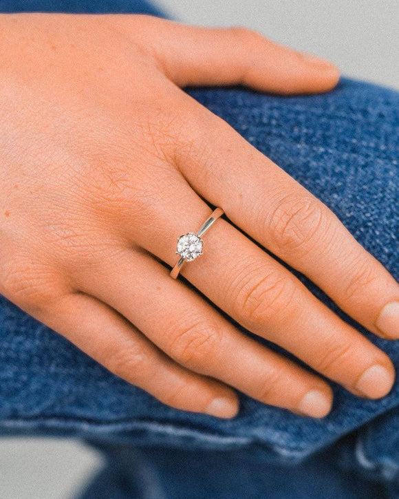 Tulip Claw Set Diamond Platinum Engagement Ring Ring Pruden and Smith