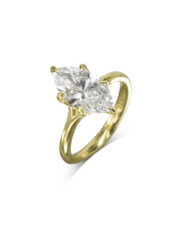 Marquise Diamond Tulip Claw Engagement Ring Pruden and Smith