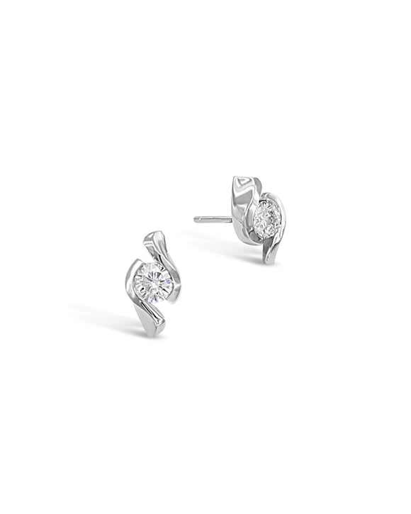Twist Platinum and Diamond Stud Earrings Earrings Pruden and Smith