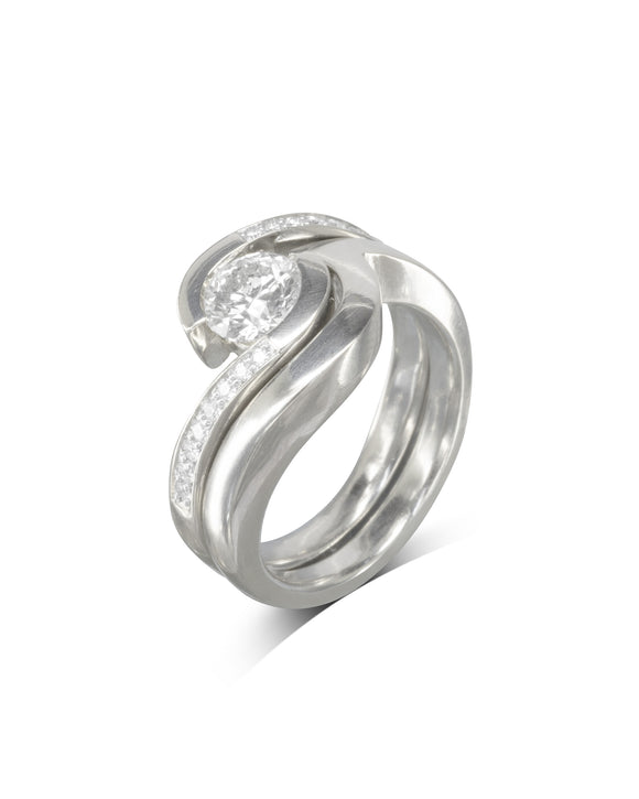 Flat Twist Solitaire Engagement and Wedding Ring Set Pruden and Smith