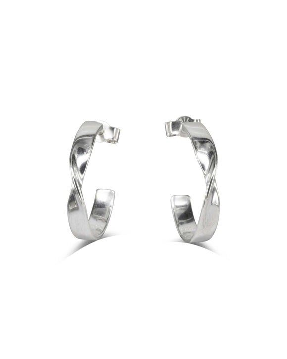 Twist Silver Mini Hoop Earrings Pruden and Smith