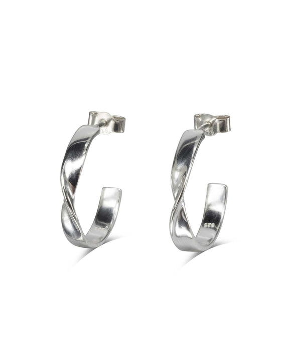 Twist Silver Mini Hoop Earrings Pruden and Smith