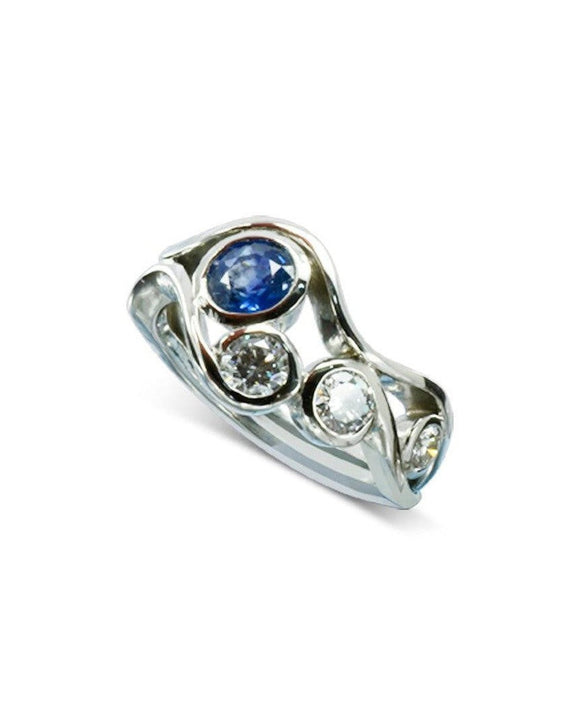 Two Strand Swirl Sapphire and Diamond Ring Ring Pruden and Smith