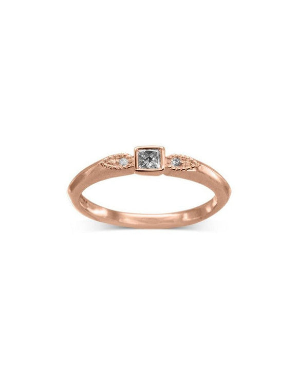 Vintage Dainty Diamond Ring Ring Pruden and Smith 18ct Rose Gold