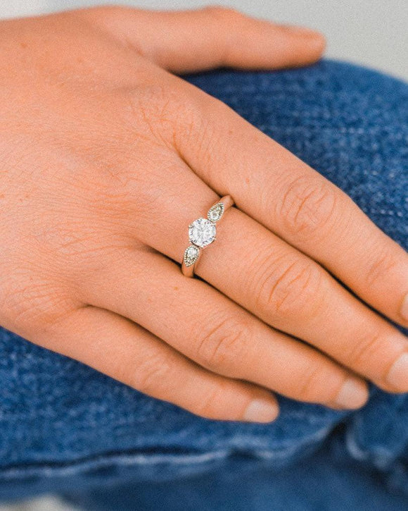 Vintage Dainty Shoulder Diamond Engagement Ring Ring Pruden and Smith