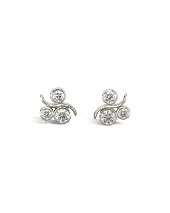 Water Bubbles White Gold Diamond Stud Earrings Earrings Pruden and Smith