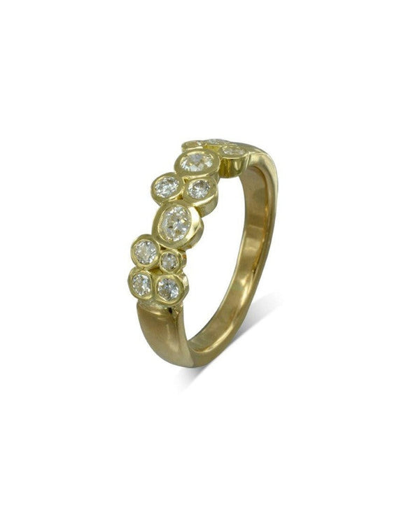 Water Bubbles Gold Organic Diamond Half Eternity Ring Ring Pruden and Smith