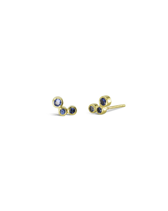 Water Bubbles Offset Gemstone Stud Earrings Earrings Pruden and Smith Sapphire - Blue